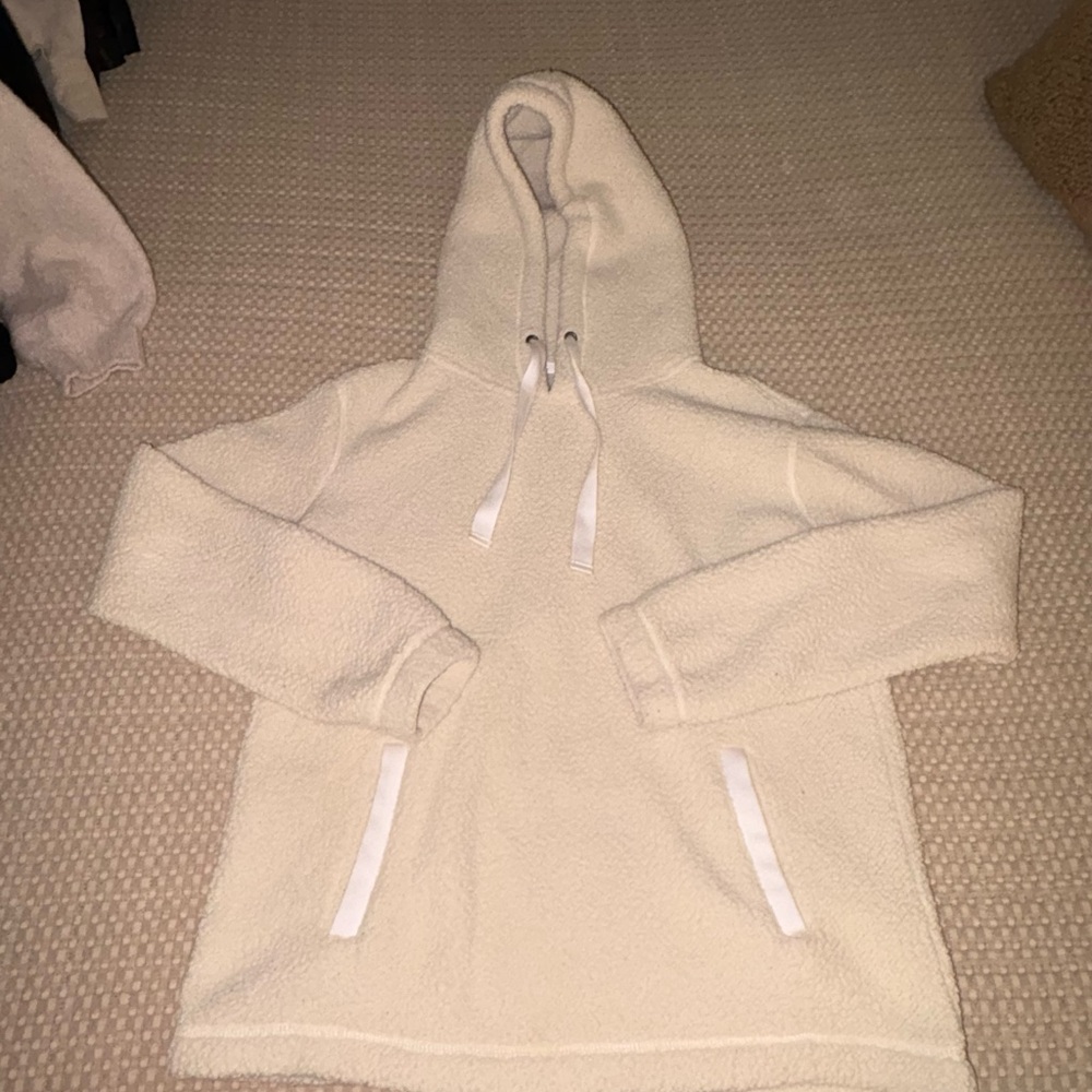 Abercrombie & Fitch Cream Hooded Sherpa Sweatshirt